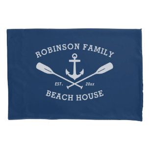 Familienname Beach House Nautical Bootshäuser Oar Kissenbezug