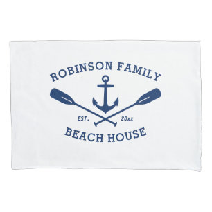 Familienname Beach House Nautical Ship Anchor Oars Kissenbezug
