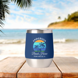 Familienname Beach House Sun Palm Trees Blue