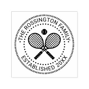 Familienname bei überquerten Tennisschlägern Datum Permastempel