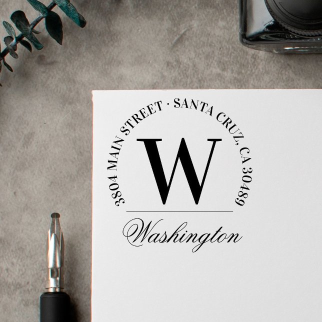 Familienname | Benutzerdefinierte Monogramm-Rückse Gummistempel (Von Creator hochgeladen)