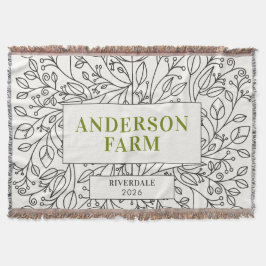 Familienname Blumenornament, Schwarz und Weiß Decke