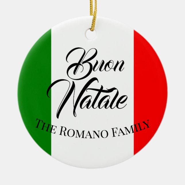 Familienname Buon Natale Italienische Flagge Keramik Ornament (Vorne)