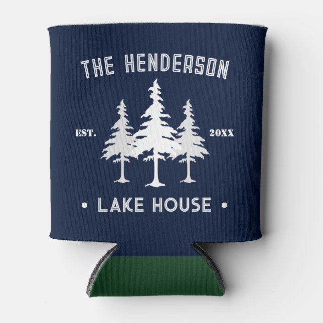 Familienname Cabin Lake House Forest Pine Trees Dosenkühler (Vorderseite)