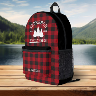 Familienname Cabin Red Buffalo Kariert Bedruckter Rucksack