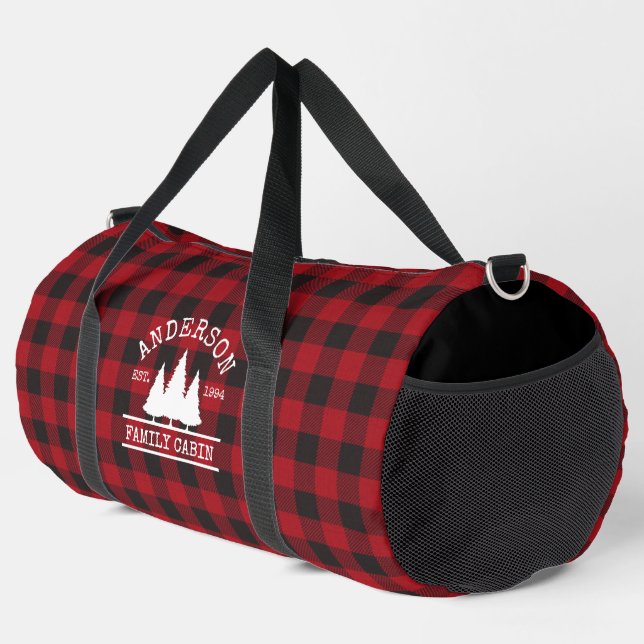 Familienname Cabin Red Buffalo Kariert Duffle Bag (Rechte Ecke)