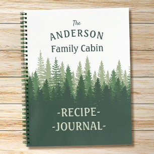 Familienname Cabin Rezept Journal Pine Trees Notizbuch