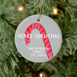 Familienname Candy Cane Weihnachtsbaum Reversible Keramik Ornament