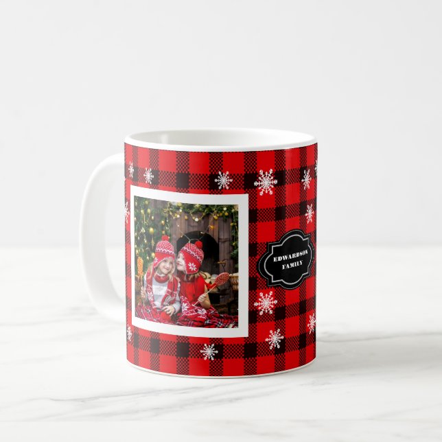 Familienname-Collage Familienname Buffalo kariert Kaffeetasse (Vorderseite Links)
