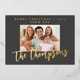Familienname "Custom Family" Nachname Merry Christ Folien Feiertagskarte