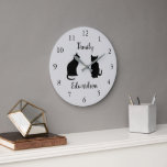Familienname der modernen Silhouette Große Wanduhr<br><div class="desc">Moderne Silhouetten der schwarzen Katze heißen "Große Uhr". Fügen Sie Ihren eigenen Namen zu personalisieren.</div>
