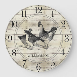 Familienname der rustikalen Holzfarm Große Wanduhr