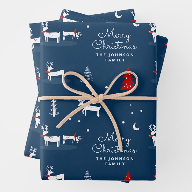 Familienname der Weihnachtsbaume Geschenkpapier Set (Beispiel)