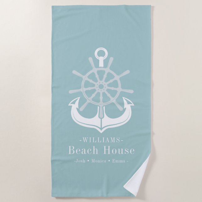 Familienname des Anchor Beach House Strandtuch (Vorderseite)