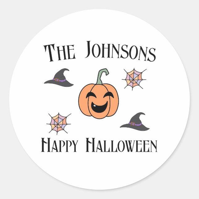 Familienname des Halloween-Party Runder Aufkleber (Vorderseite)