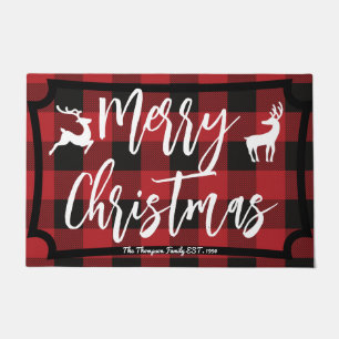 Familienname Design Scottisch Tartan Red Weihnacht Fußmatte