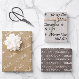 Familienname einfacher Weihnachtsurlaub Handwerk Geschenkpapier Set