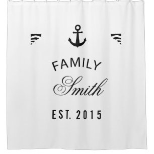 Familienname Elegant Nautical Anchor Personalisier Duschvorhang