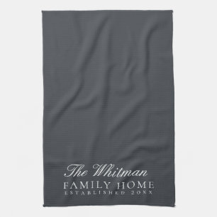 Familienname Elegant Slate Gray Kitchen Geschirrtuch