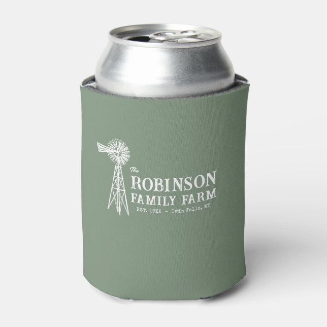 Familienname Farm Rustic Windmill Sage Green Dosenkühler (Kanne Vorderseite)