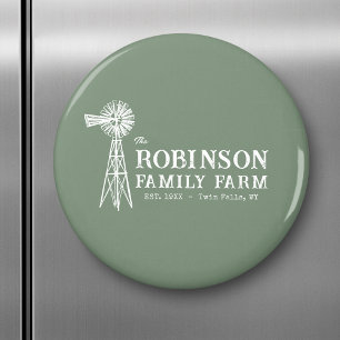 Familienname Farm Rustic Windmill Sage Green Magnet