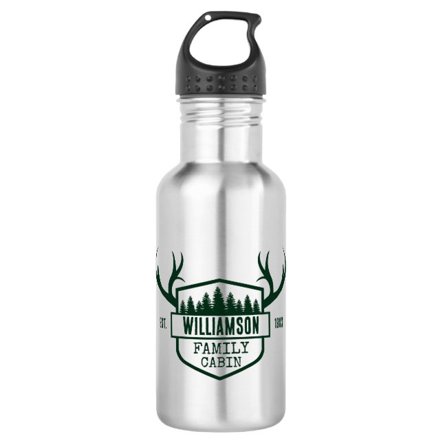 Familienname Forest Green wiederverwendbar Edelstahlflasche (Vorderseite)