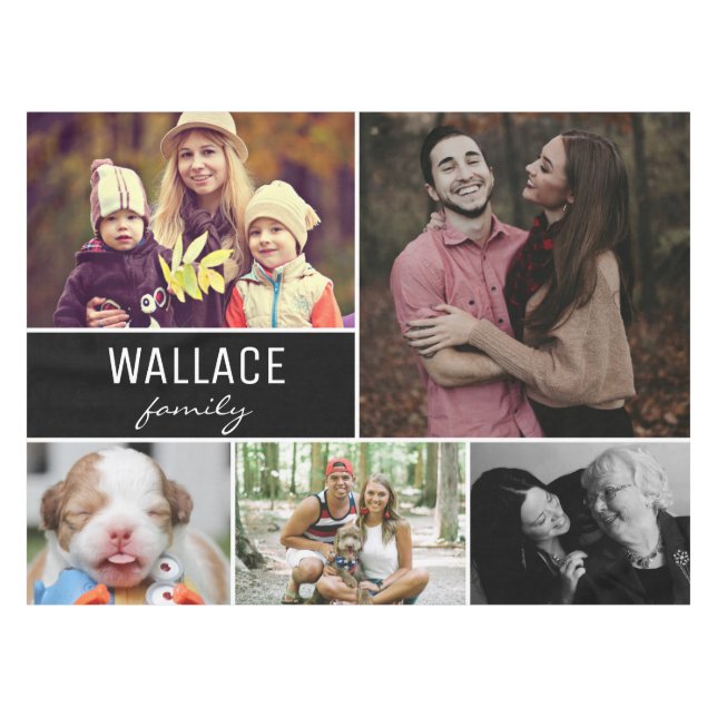 Familienname Foto Collage Wiedersehen Tischdecke (Vorderseite (Horizontal))
