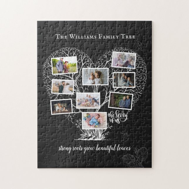 Familienname FotoCollage | Familienbaumherz (Vertikal)
