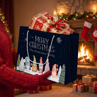 Familienname Frohe Weihnachten Winter Schnee Gnome Große Geschenktüte