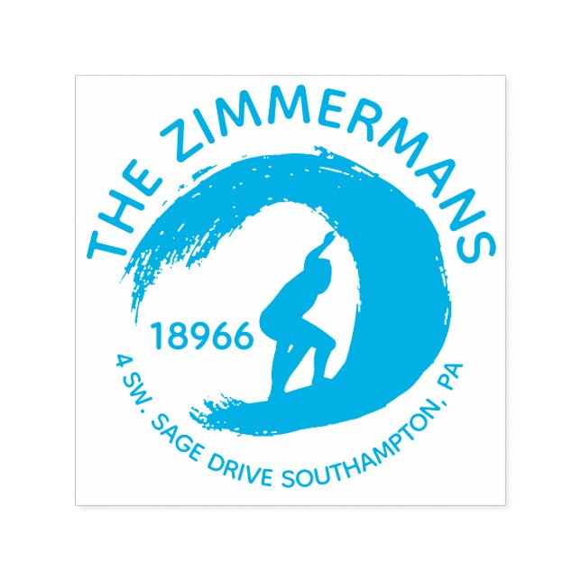Familienname für benutzerdefinierte Circle Surf Wa Permastempel (Design)
