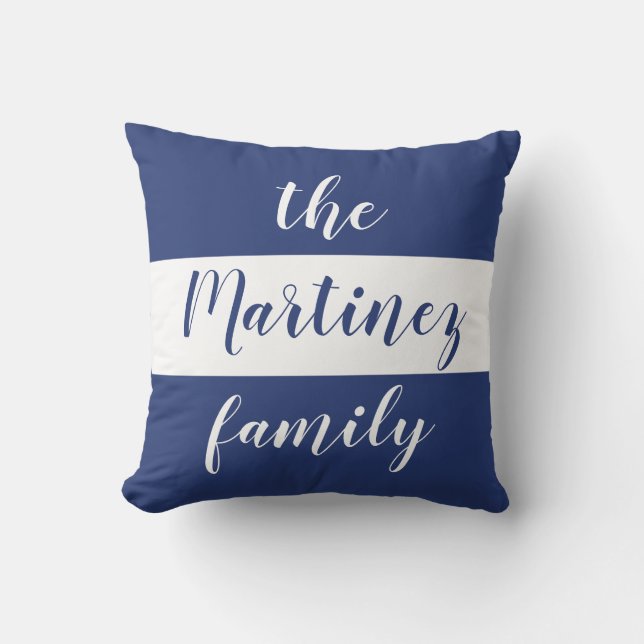 Familienname für blaue Streifen Kissen (Vorderseite)