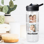 Familienname für Foto-Collage Trinkflasche<br><div class="desc">Personalisieren und fügen Sie Ihre eigenen Fotos von Familie und Freunden. Fügen Sie Ihren Namen hinzu,  schwarze Buchstaben.</div>