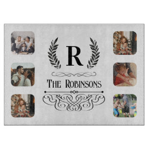 Familienname für Fotocollage und Mit Monogramm Son Schneidebrett