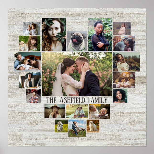 Familienname für Fotosammlungen im Herzen 20 Bilde Poster (Vorne)
