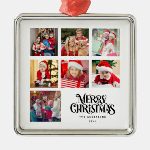 Familienname für personalisierte Fotocollage Ornament Aus Metall