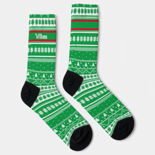 Familienname Green Nordic Sweater Weihnachtsmuster Socken