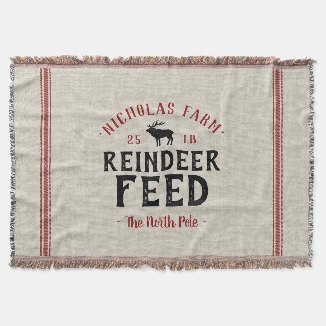 Familienname Holiday Rentier Füttre Grain Sack Decke (Vorderseite)