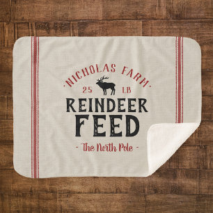 Familienname Holiday Rentier Füttre Grain Sack Sherpadecke