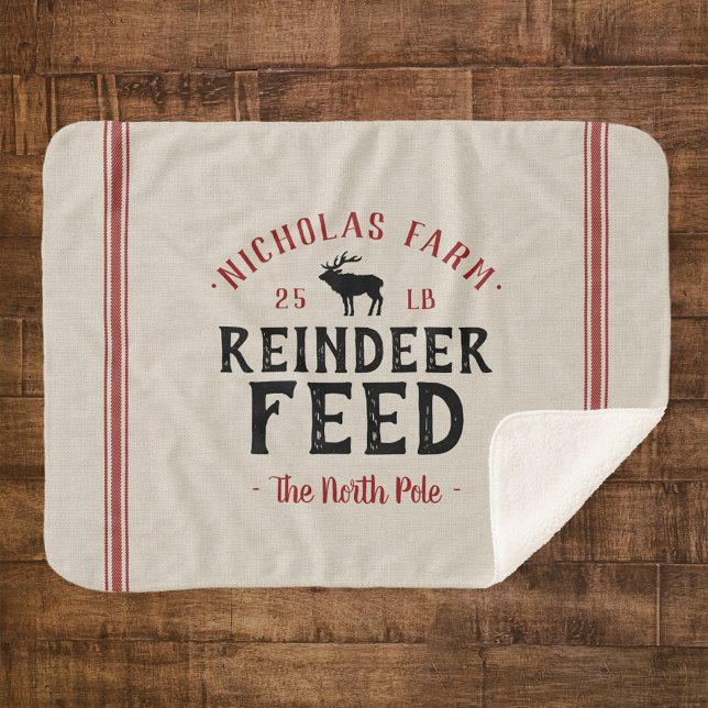 Familienname Holiday Rentier Füttre Grain Sack Sherpadecke (Von Creator hochgeladen)