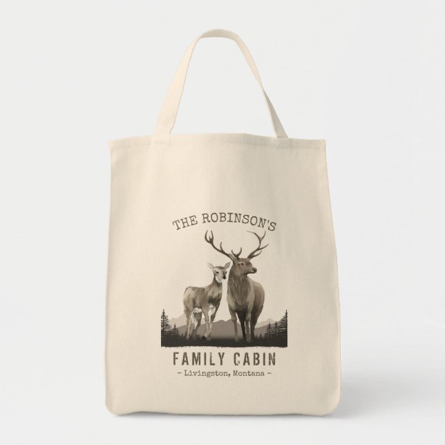Familienname Hütte Hirschbaumwald Tragetasche (Vorne)