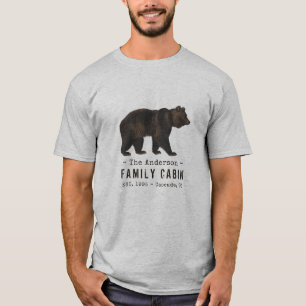 Familienname Hütte Rustikal Braun Schwarzbär T-Shirt
