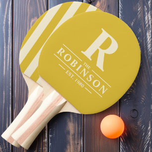 Familienname & Initial Polo Streifenmuster Burnt L Tischtennis Schläger