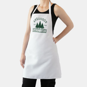 Familienname Kabine Forest Green Pines White Schürze