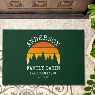 Familienname Kabine Pine Trees Sunset Fußmatte