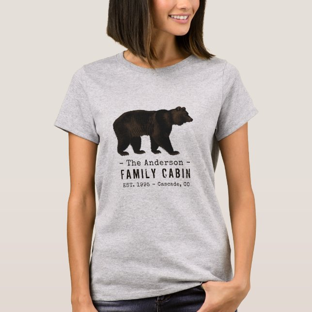 Familienname Kabine Rustikaler brauner Bär T-Shirt (Vorderseite)