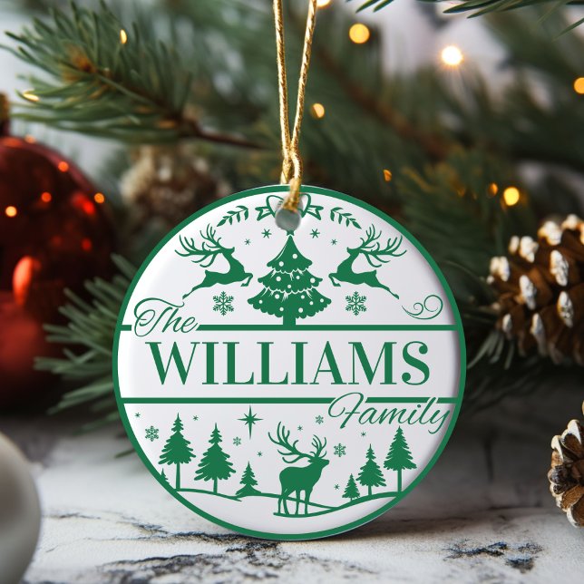 Familienname Keepake Classic Weihnachten Custom Keramik Ornament (Family Name Keepsake Classic Christmas Custom Ceramic Ornament. Just add your family name!)