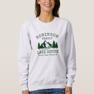 Familienname Lake House Forest Green Silhouette Sweatshirt