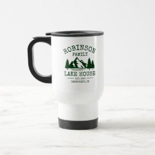 Familienname Lake House Forest Green Trees Reisebecher