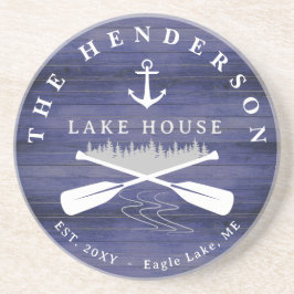 Familienname Lake House Pine Trewood Personalisier Getränkeuntersetzer