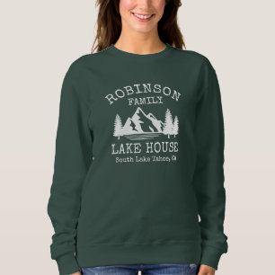 Familienname Lake House Rustikale weiße Silhouett Sweatshirt
